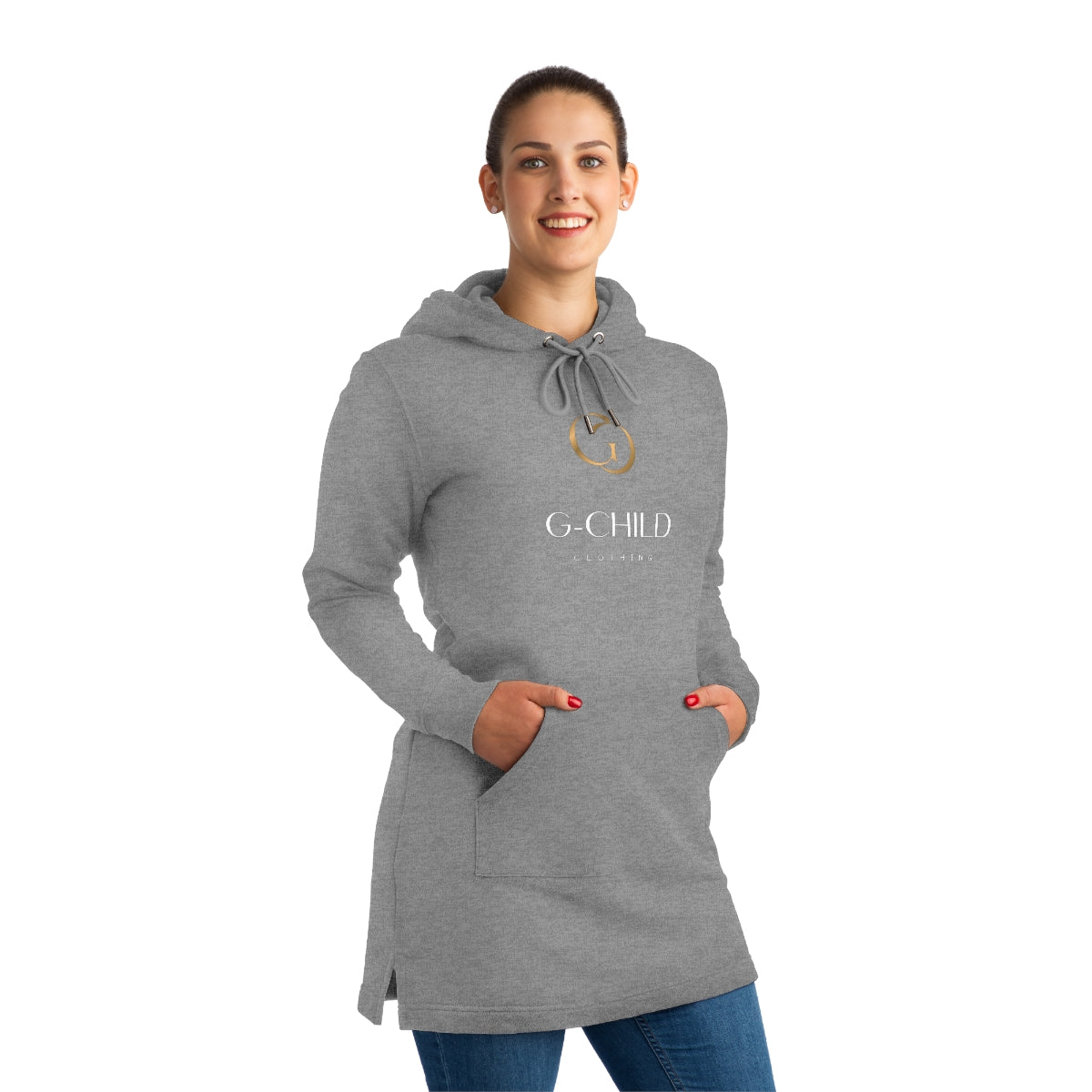 Women's Hoodie Dress GchildClothing grey