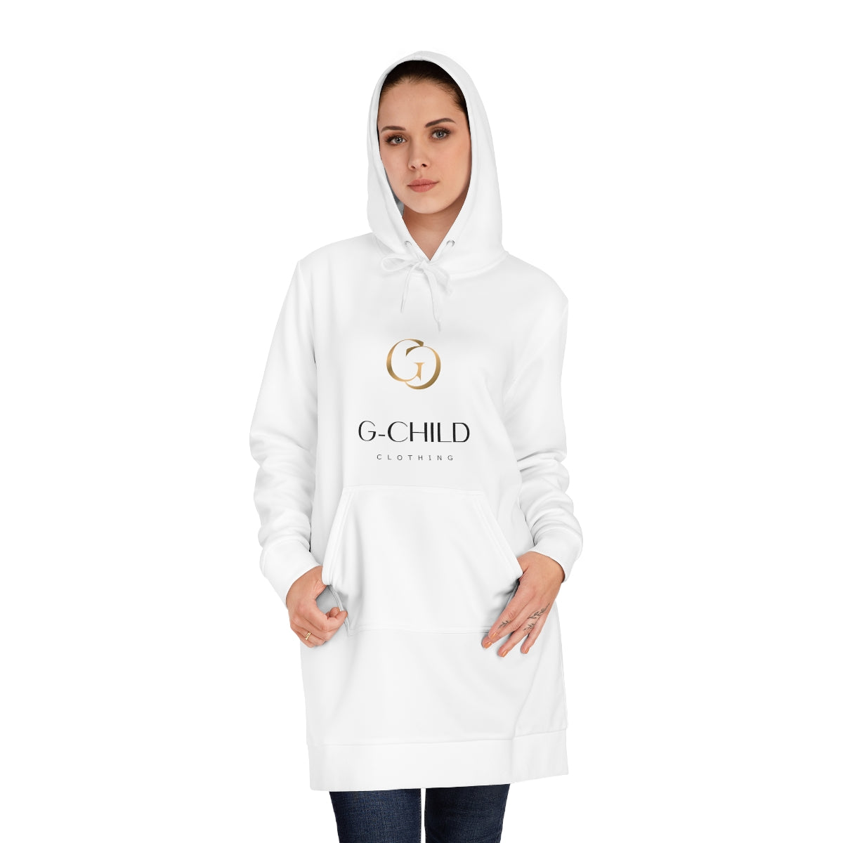 Women's Hoodie Dress GchildClothing white